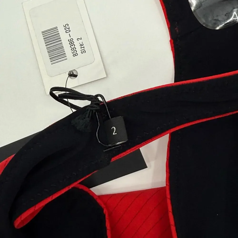 ROCHELLE SARA The Mercer Bikini Bottoms Size 2 Swim NWT Stripe Hibiscus Designer